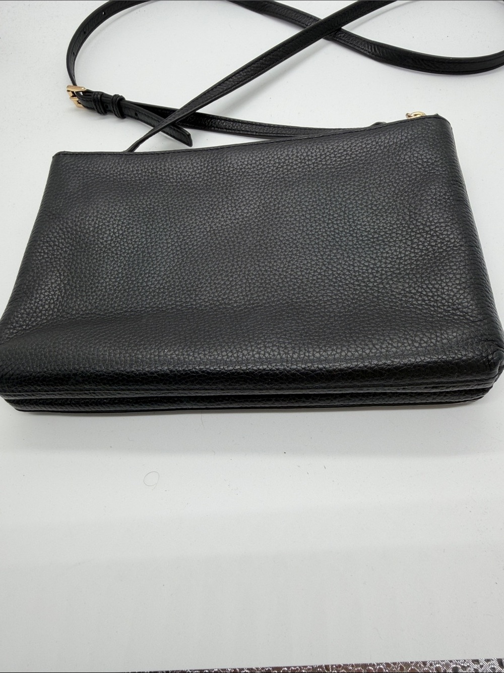 Michael Kors Black Leather Crossbody with Gold Logo NWOT - Picture 3 of 10